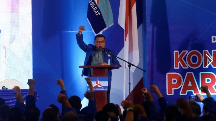 Moeldoko delivering his speech at the Democratic Party’s extraordinary congress / Detik.com